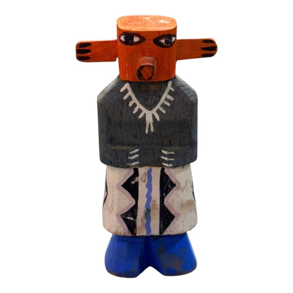Miniature 4" Signed Kachina Wood Doll Hopi With Necklace Paul Route 50 Style